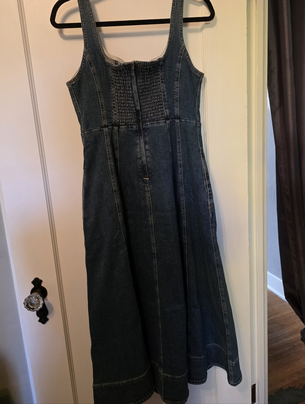 Madewell Croswell Wash Denim Jean Seamed Flare Midi Dress Size 6 NWT - Picture 10 of 13